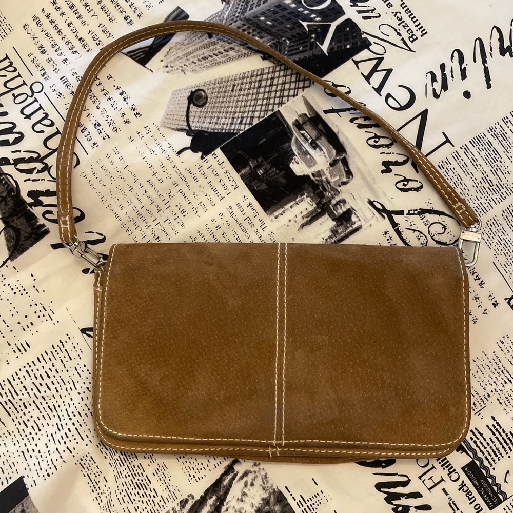 Vintage brown suede shoulder bag